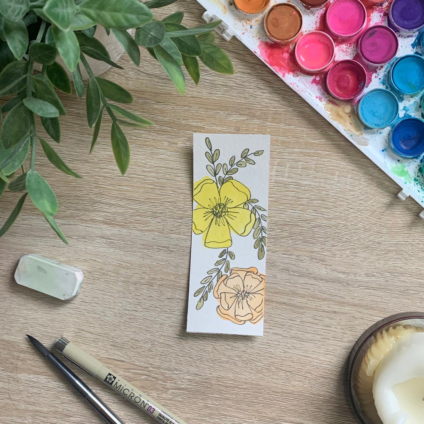 Yellow Floral Bookmark