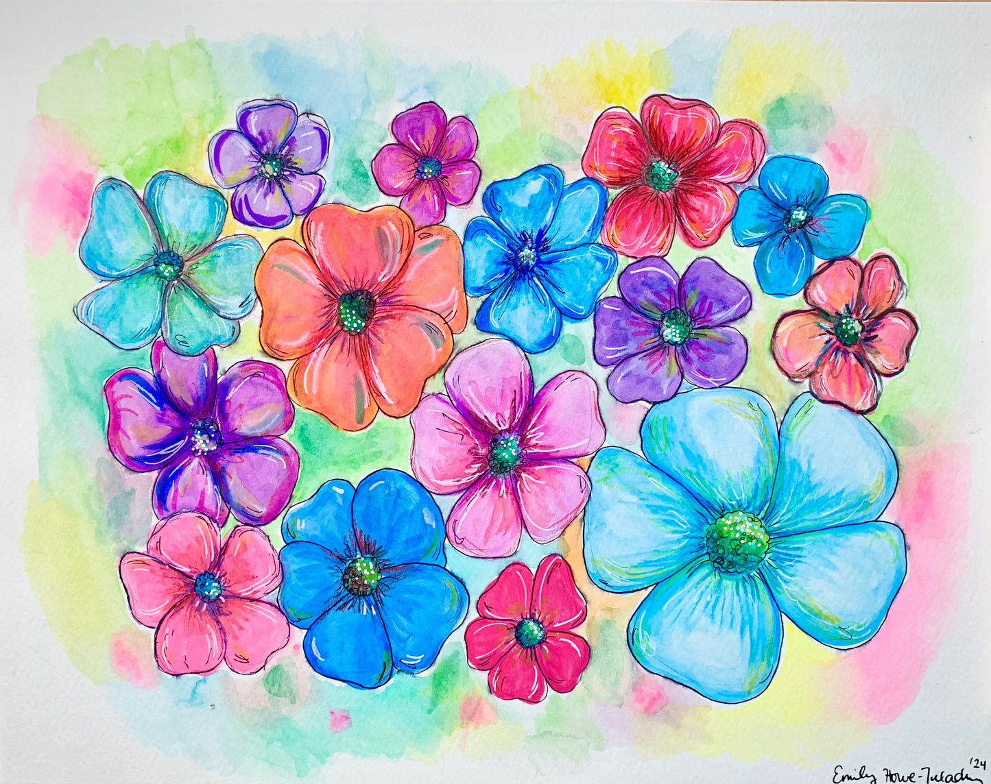 Original Painting- Watercolor Flowers (11"x15")