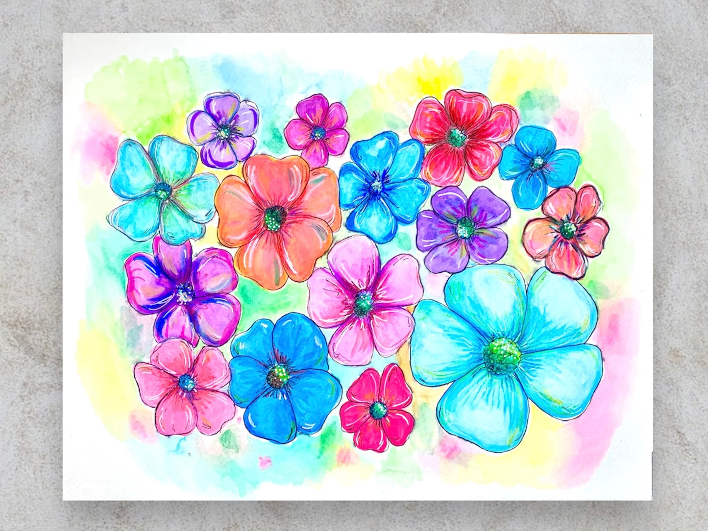 Original Painting- Watercolor Flowers (11"x15")