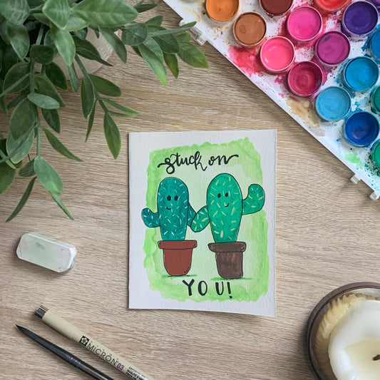 Stuck On You Cacti Greeting Card