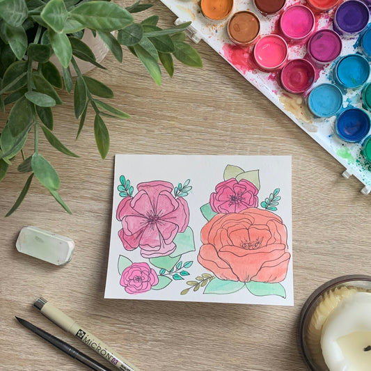 Pink Floral Greeting Card