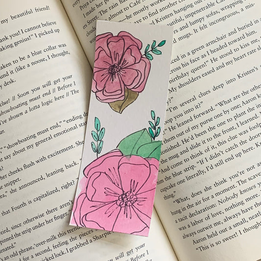 Pink Floral Bookmark