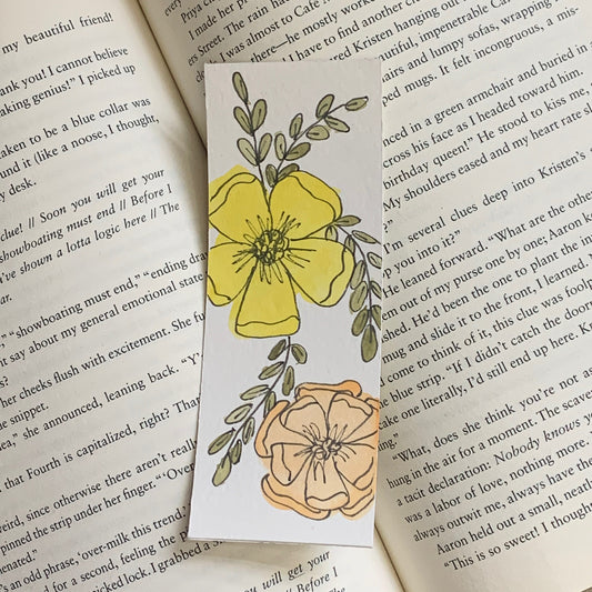 Yellow Floral Bookmark