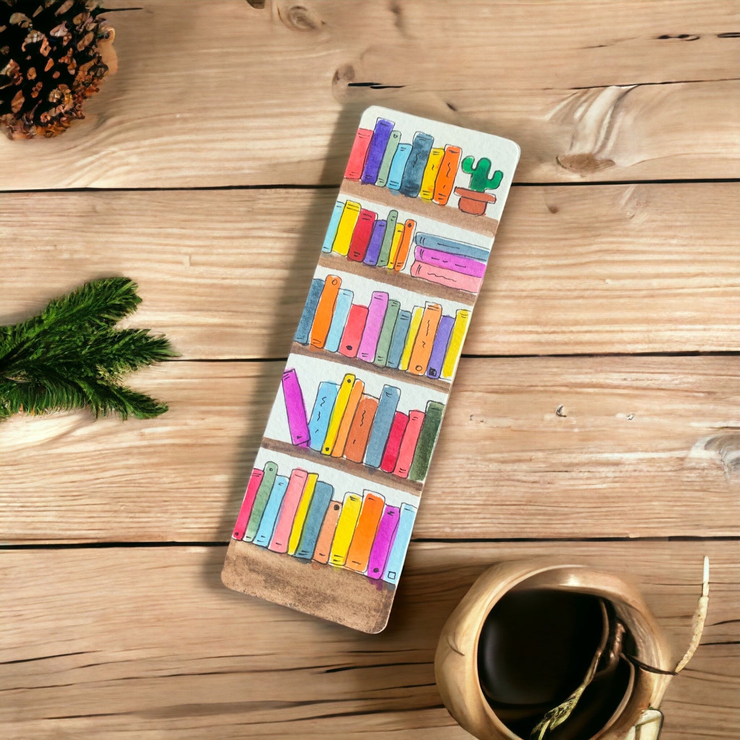 Bookshelf Watercolor Bookmark