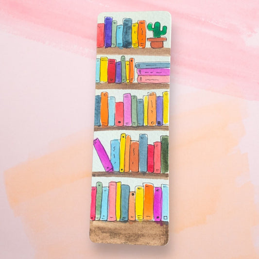 Bookshelf Watercolor Bookmark