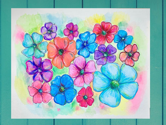 Original Painting- Watercolor Flowers (11"x15")