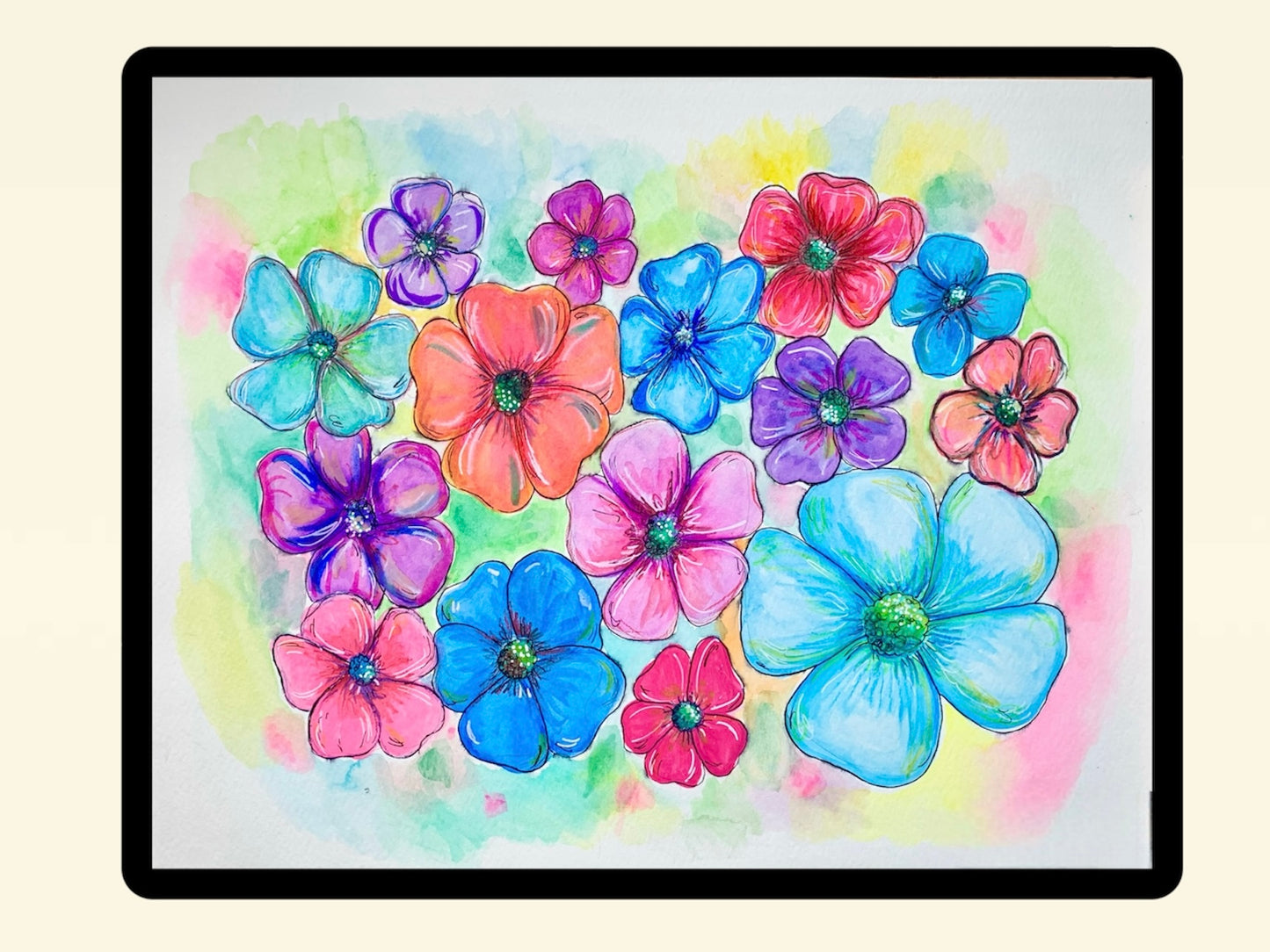 Original Painting- Watercolor Flowers (11"x15")