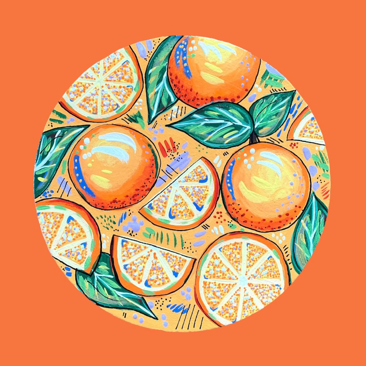 Original Painting- Oranges (8" Round)