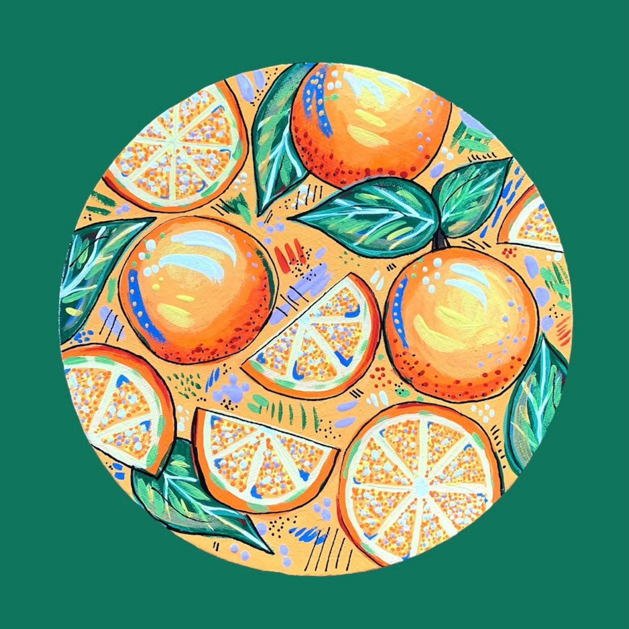 Original Painting- Oranges (8" Round)